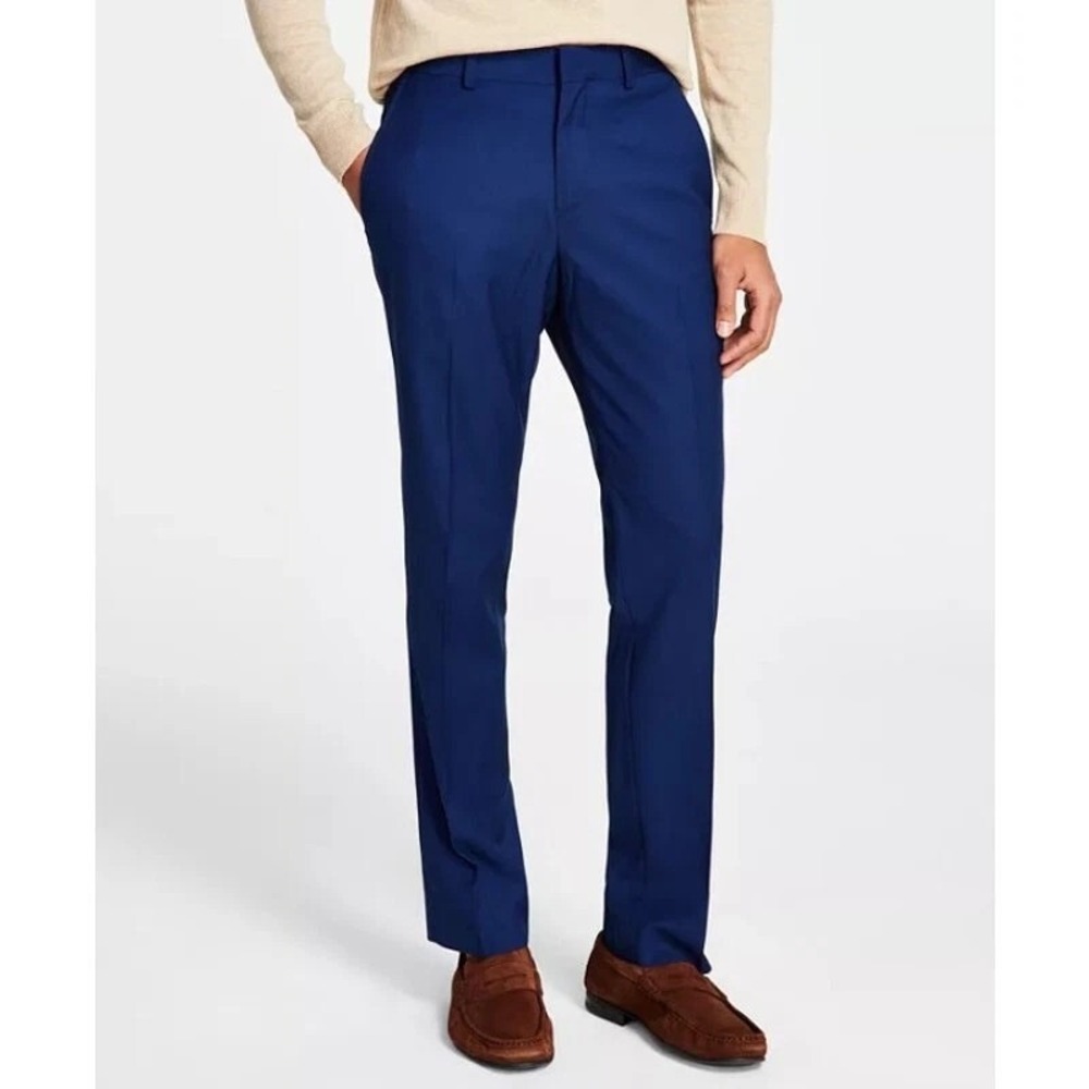 KENNETH‎ COLE REACTION Flat Front Dress Pants Blue 33Wx32L E06858